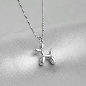 18k White Gold Balloon Dog Pendant Necklace